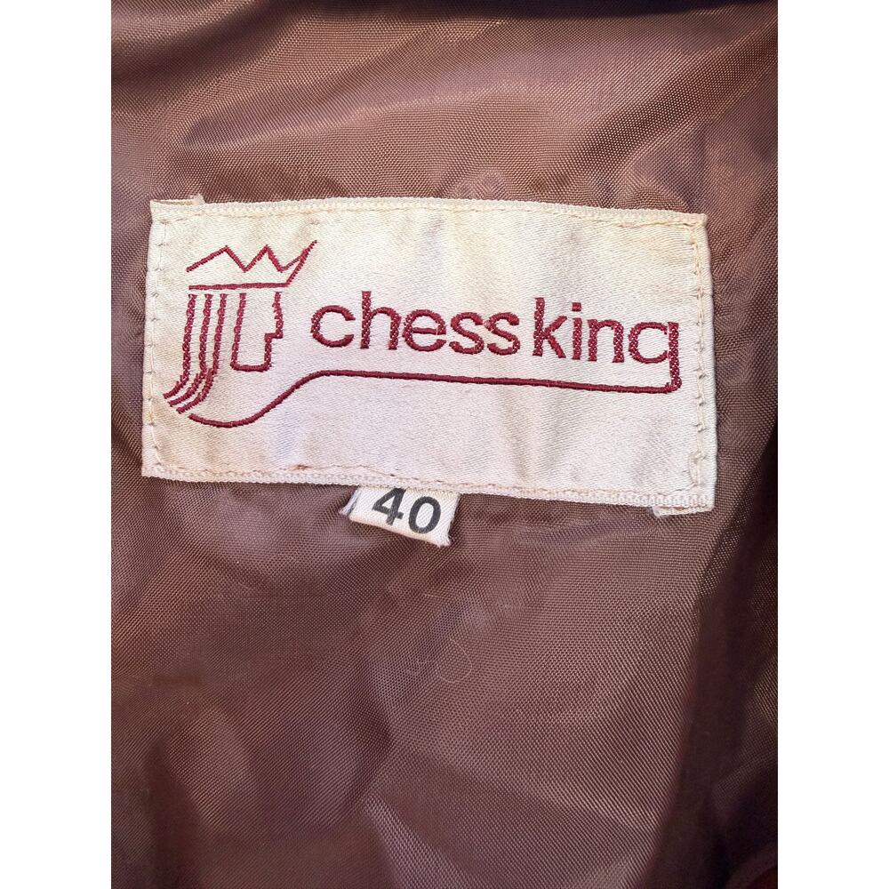 Chess King Leather Bomber Jacket Mens 40 Brown Vintage Snap Front Cafe Racer - Picture 3 of 4